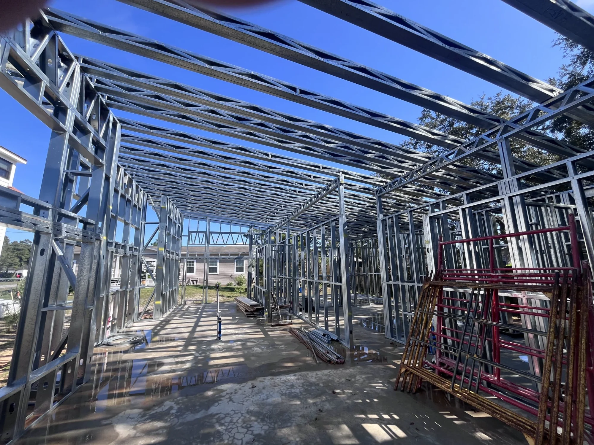Interior steel wall and roof framing in Arkansas