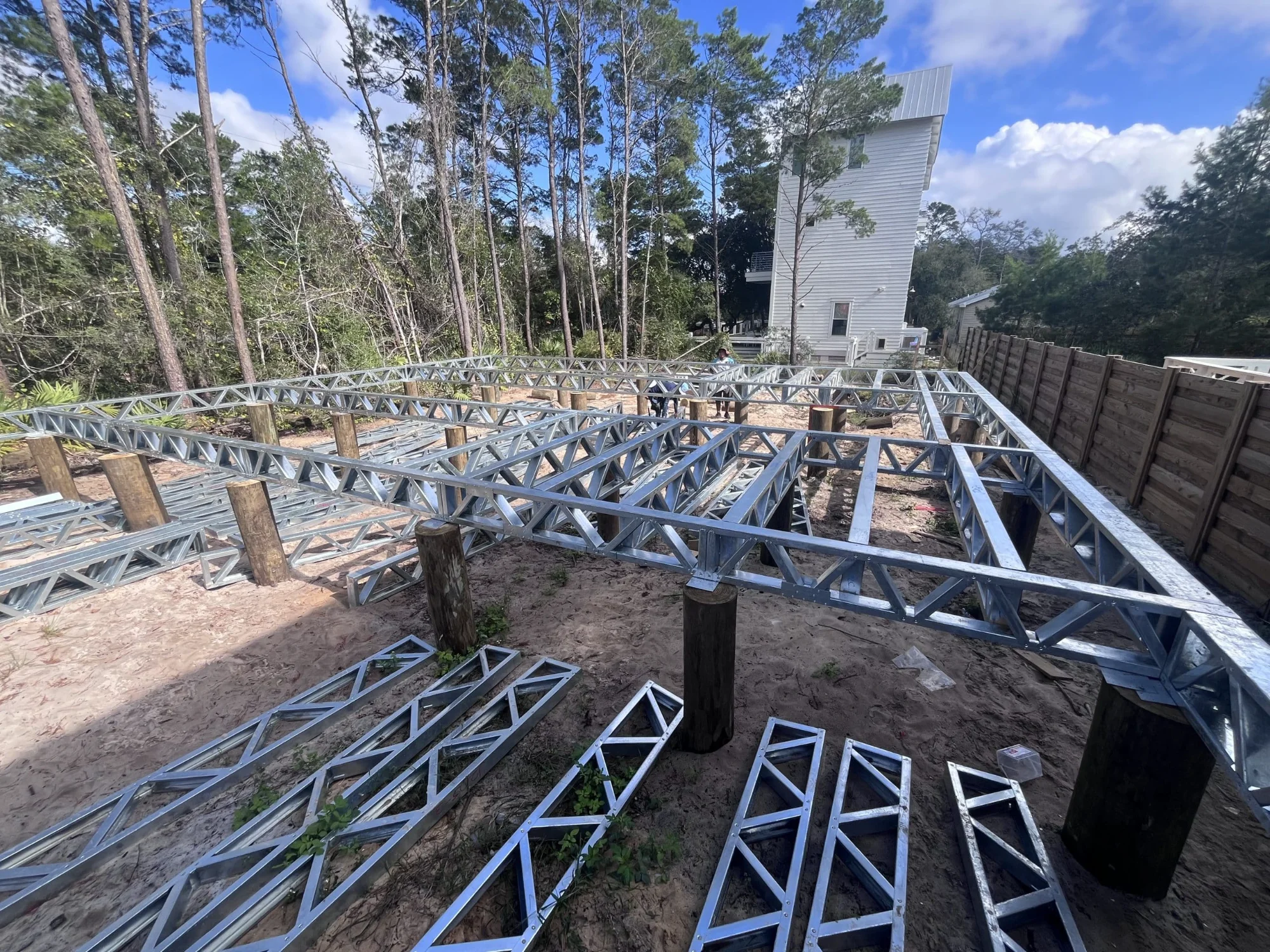 Steel floor joist system on Arkansas foundation