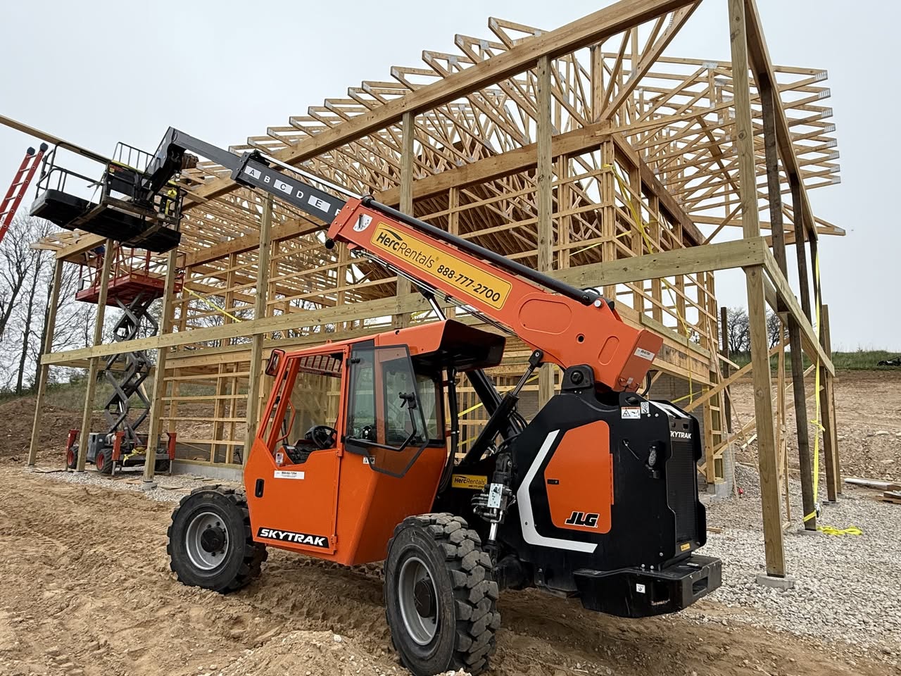 Arkansas barndominium wood frame construction site