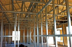 Barndominium interior framing in Arkansas